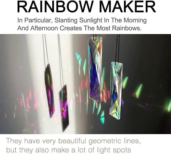 STINO 5" Large Hanging Prism Suncatcher for Window, Rectangle Crystal Stick Rainbow Maker Garden Pendant Sun Catcher Ornament (1, Net Rectangle ABColor 2Pcs) by GreenHaven Gardens