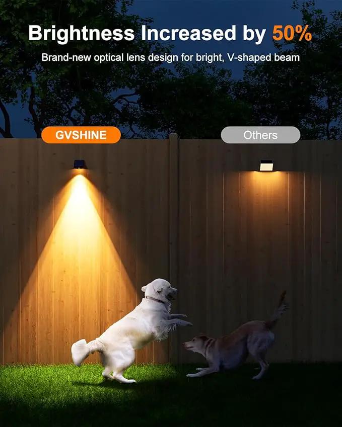 8 Pack Decorative Solar Powered Fence Lights Outdoor Waterproof with Warm White LED Spot Lens, for Outside Wall, Deck, Patio, Yard, Rail, Garage, Pool, Designed for Enhanced Security, Easy Install by GreenHaven Gardens