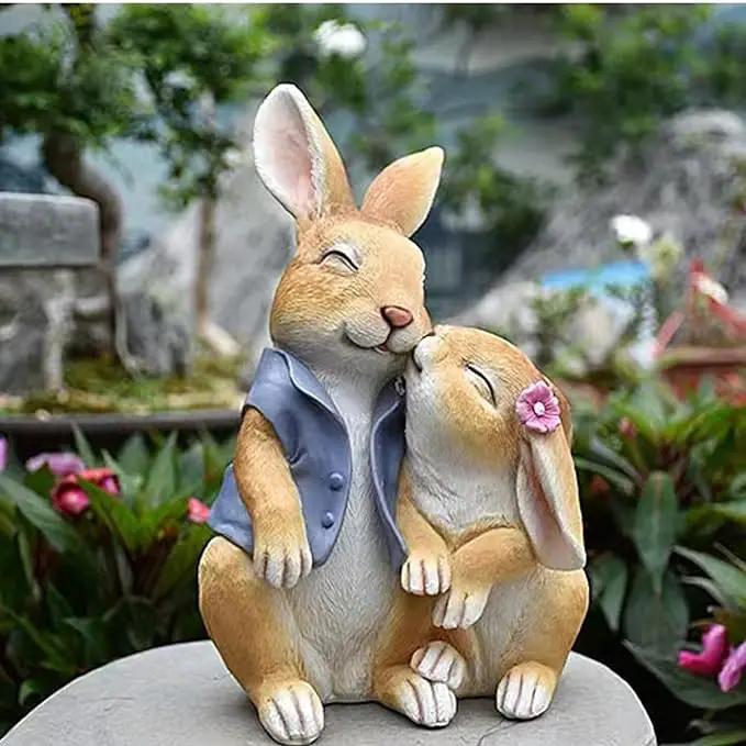 Garden Rabbit Statue Outdoor Decor Resin Funny Bunny Figurines for Outdoor Patio Lawn Yard Art Decoration Christmas Housewarming Gift by GreenHaven Gardens
