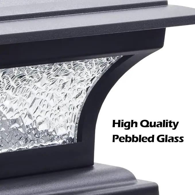 SIEDiNLAR Solar Post Lights Outdoor Glass LED Fence Cap Light 2 Modes for 4x4 5x5 6x6 Posts Deck Patio Garden Decoration Warm White/Cool White Lighting Black (1 Pack) by GreenHaven Gardens