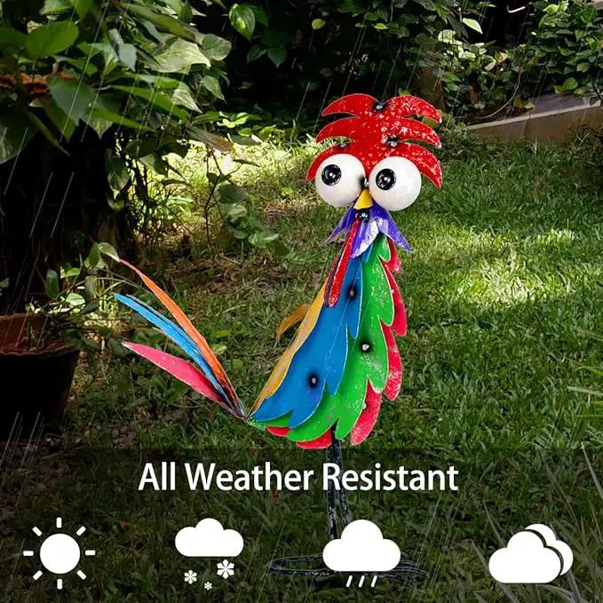 Natelf Outdoor Wacky Metal Rooster Yard Statue Decoration Roosters Decor Garden Statues Chicken Figurine Outside Decorations for Courtyard by GreenHaven Gardens