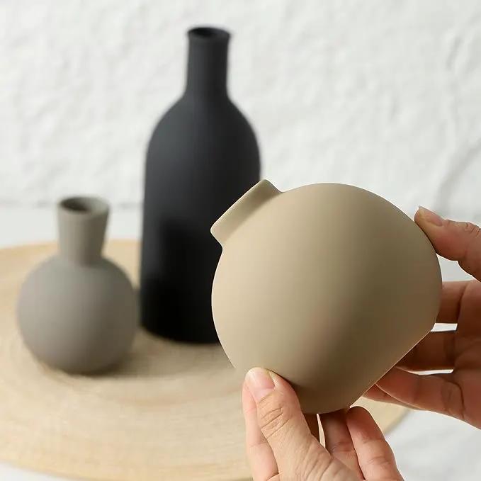 Ceramic Vase Set of 3, Flower Decorative Vases Home Decor Boho Neutral Modern Pottery Pampas Vases for Centerpiece Bouquet Table Mantel Entryway Bookshelf Living Room Bedroom Bathroom Kitchen by GreenHaven Gardens