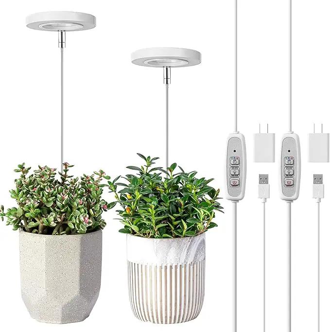 LORDEM Grow Light, Full Spectrum LED Plant Light for Indoor Plants, Height Adjustable Growing Lamp with Auto On/Off Timer 4/8/12H, 4 Dimmable Brightness, Ideal for Small Plants, 2 Packs by GreenHaven Gardens