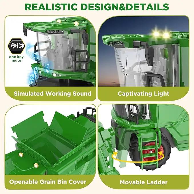 Remote Control Combine Harvester Tractor Toy with Corn Head, RC Tractor Toys for Kids 3+, Light/Spray/Sound/1/24 Scale, Farm Toy Combine Harvester for Kids, Christmas Birthday Gift 2025 by GreenHaven Gardens