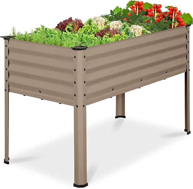Best Choice Products 48x24x30in Galvanized Raised Garden Bed, Metal Elevated Planter Box, Vegetable Garden for Backyard, Patio, Balcony - Taupe by GreenHaven Gardens
