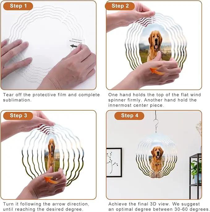 Remiawy Sublimation Wind Spinner Blanks, 8 Inch 5 Pack 3D Aluminum Metal Hanging Wind Spinners Sublimation Blanks Kinetic Sculpture DIY Crafts for Yard Garden Indoor Outdoor Porch Decoration Round by GreenHaven Gardens