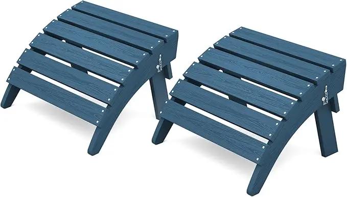 KINGYES Folding Adirondack Ottomans Set of 2 for Adirondack Chair, Navy by GreenHaven Gardens