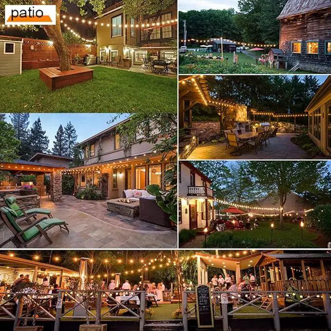 SUFEIMAS Outdoor String Lights LED 150FT with 45 Sockets 48pcs S14 Shattreproof Edison Bulbs,Dimmable LED Outdoor String Lights for Outside, Patio,Backyard, Market, Cafe (3 * 50ft) by GreenHaven Gardens