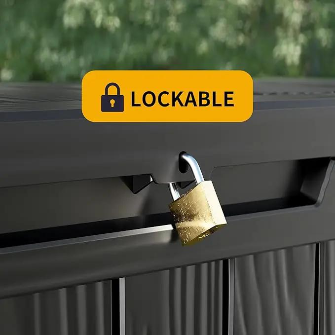 80 Gallon Outdoor Storage Box Waterproof Lockable Resin Deck Box Large, Patio Storage Bin for Pool Accessories Cushion Furniture, Garden Tools, UV-Resistant Outside Delivery Black by GreenHaven Gardens