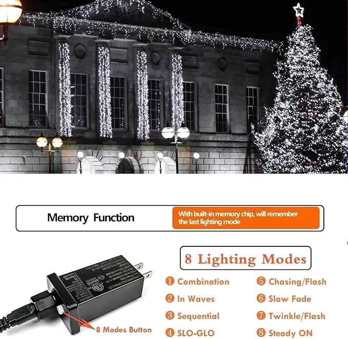 2-Pack 66FT 200 LED Extendable White Christmas String Lights (Green Wire), Christmas Tree Lights with 8 Modes, Indoor Outdoor Plug in Fairy String Lights for Xmas Decor Party Garden (Cool White) by GreenHaven Gardens