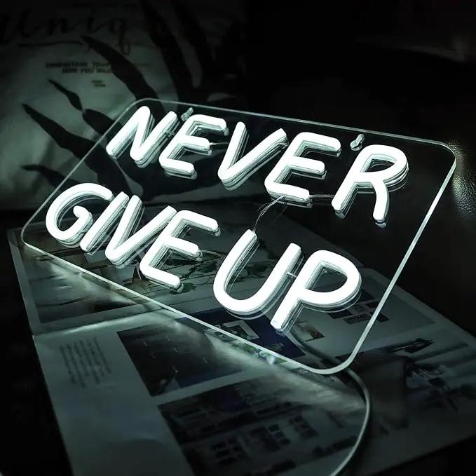 Never Give Up Neon Sign for Wall Decor,Inspire Slogan for Study Room Decoration,Wall Art Lighting As Gifts for Kids or Friends. by GreenHaven Gardens