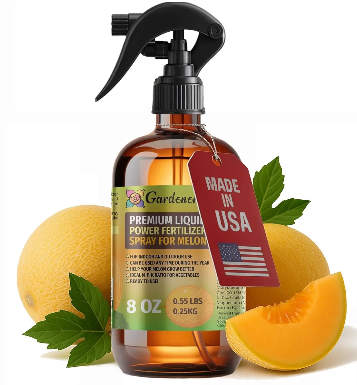 Liquid Power Melon Fertilizer Spray – Ready-to-Use Liquid Plant Food Mist for Melon – Premixed, Easy Application – Fast-Acting Formula for Growth, Roots & Yield – Indoor & Outdoor Use – 8 oz by GreenHaven Gardens