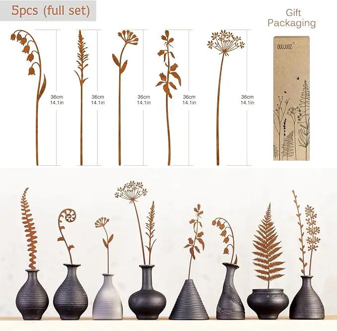 Metal Flowers for Outside,Decorative Garden Stakes,Flower Bed Decor Plant Stakes,Metal Art for Outside,Yard Art Outdoor for Lawn Yard, Walkway and Flower Garden by GreenHaven Gardens