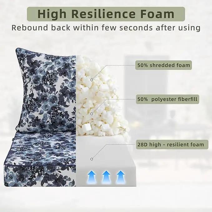 Favoyard Outdoor Seat Cushion 24 x 24 x 4 in Waterproof Pattern Fade Resistant Cover Removable Patio Furniture Cushions Deep Seat & Back Cushion Set with Adjustable Straps for Patio Chair Sofa Couch by GreenHaven Gardens