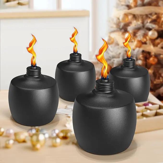 4-Pack Citronella Tabletop Torches, 21.5 oz Table Top Torches for Outdoor, Metal Oil Burner Candles, Garden Torches with Fiberglass Wick for Yard, Patio, Deck, Garden, Party, Landscape by GreenHaven Gardens
