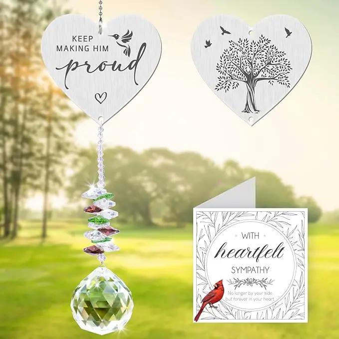 Keep Making Him Proud,Crystal Suncatcher Bereavement Keepsake,Memorial Gift for Loss of Dad,Grandpa,Uncle,Hanging Crystals Ornament for Window Rainbow Maker Prisms Home Decor Gift by GreenHaven Gardens