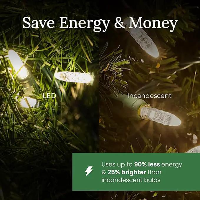 Pro Christmas M5 LED Holiday Lights - 70 Bulbs, 23.3ft - Professional Grade Indoor Outdoor Diamond Cut Sparkle Light Strings for Home Decorations and Christmas Trees - Blue by GreenHaven Gardens