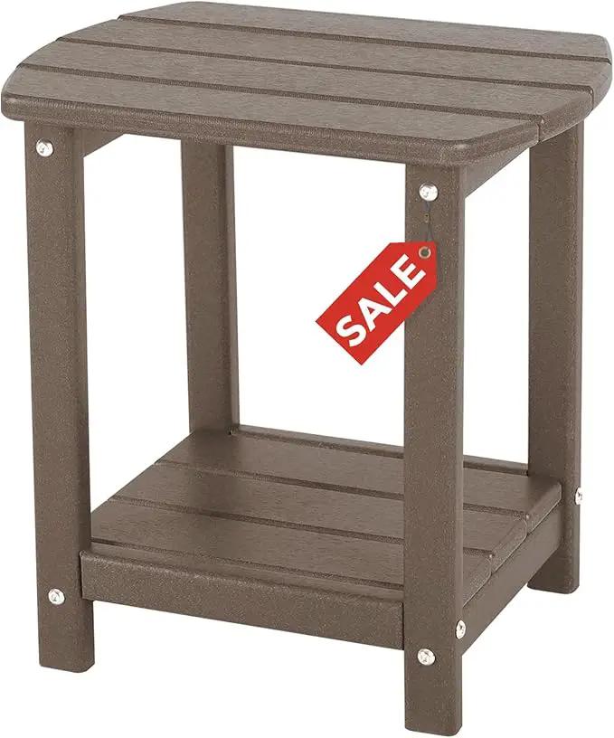 Adirondack Square Outdoor Side Table,2-Tier Storage Patio Side Table, HDPE End Tables for Backyard Pool Porch Garden Lawna Cafe by GreenHaven Gardens