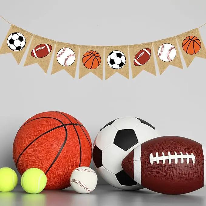 Doumeny Sports Burlap Banner Baseball Bunting Garland Sport Theme Party Hanging Banner American Football Banner Garland Basketball Soccer Banner Bunting for Birthday Baby Shower Sport Club Party Decor by GreenHaven Gardens