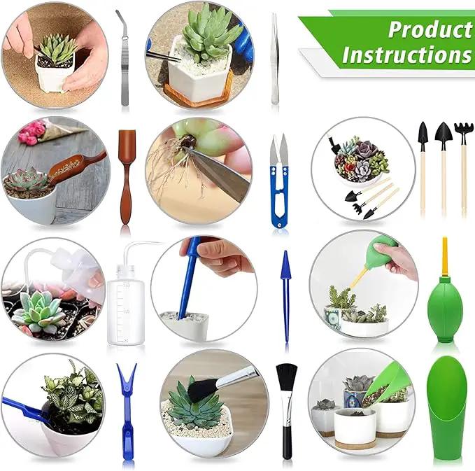 Succulent Tools, Mini Garden Tool Set, Transplanting Tools Set, Succulent Care kit for Succulent Miniature Gardening Plant, Multi, 13 Pcs by GreenHaven Gardens