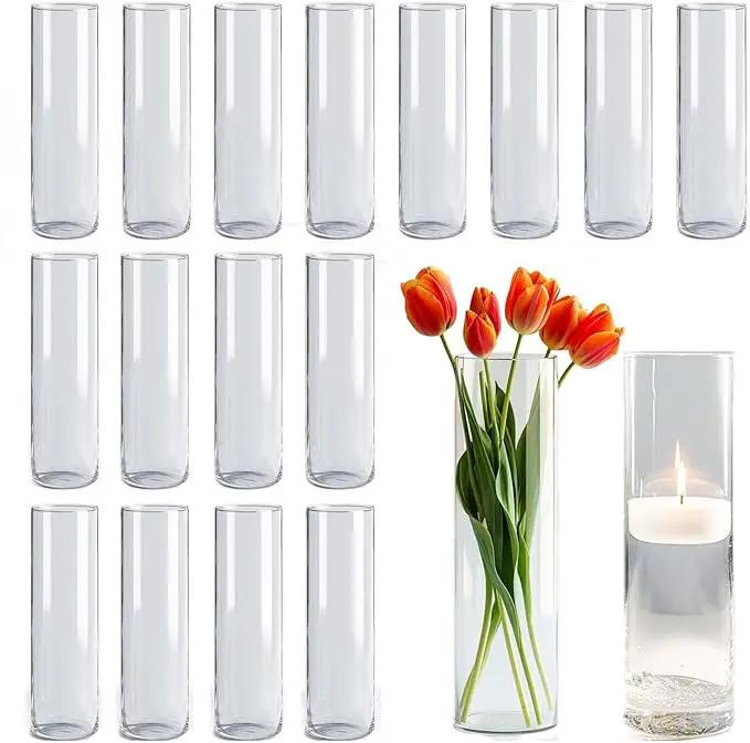 18pcs Glass Vase Cylinder Vases for Centerpieces Small Flower Glass Clear Vases Home Decor Centerpiece Table Flower Vase Decorations for Office Beautification＆Holiday 7.5 Inch Tall by GreenHaven Gardens