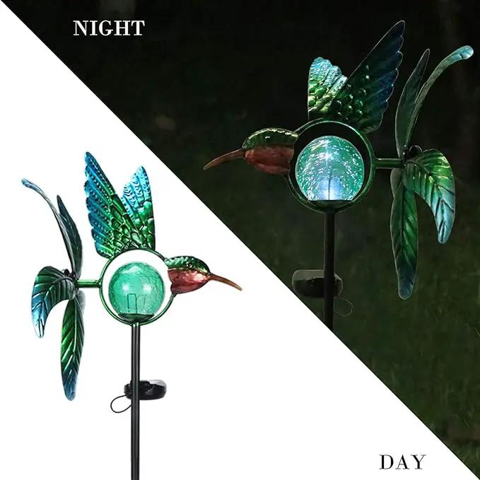 Solar Lights Outdoor Garden Hummingbird Solar Garden Stakes Light Decorative Wind Spinner Pathway Light for Yard Decor Green by GreenHaven Gardens