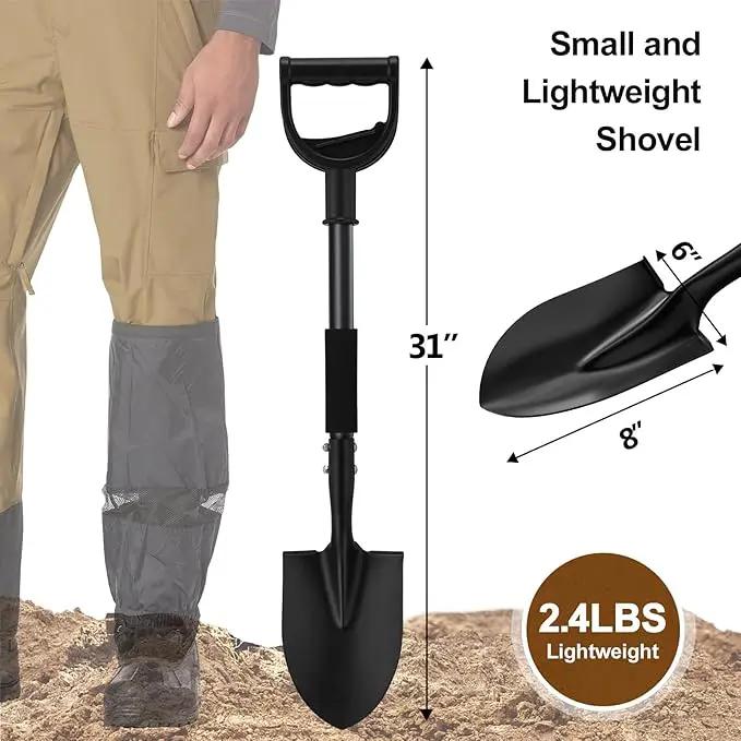 Small Shovel for Digging, 31 Inch Metal Spade Shovel with D-Grip Handle, Lightweight Short Gardening Digging Shovel by GreenHaven Gardens