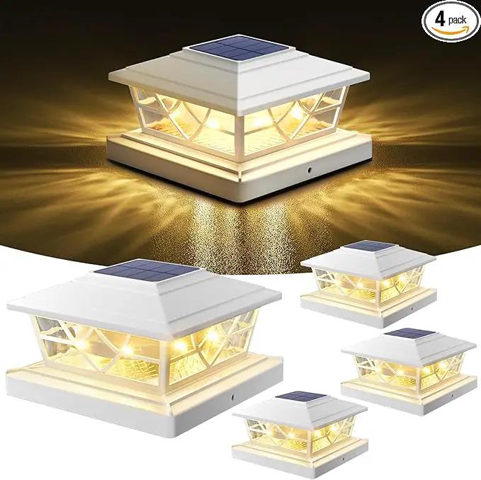 NIORSUN Solar Post Lights Outdoor 4 Pack, 2 Modes LED, Deck Fence Post Solar Lights for 3.5x3.5 4x4 5x5 5.5x5.5 Caps Patio Garden Decoration, White by GreenHaven Gardens