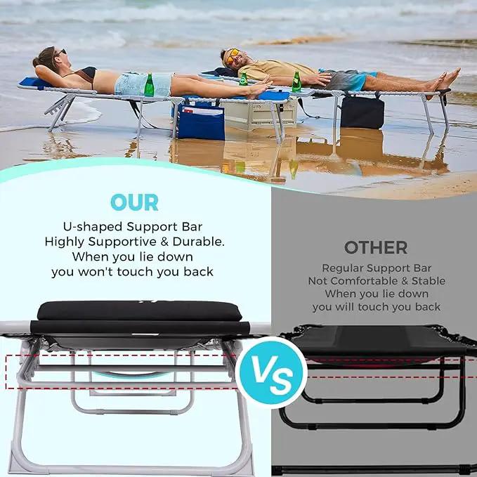 #WEJOY 2 Pack Outdoor Chaise Lounge Chair - Portable Folding Patio Pool Lounge Chair, 5 Positions Adjustable Reclining Camping Chair with Side Table,Shoulder Strap, Pillow for Beach Sunbathing Lawn by GreenHaven Gardens