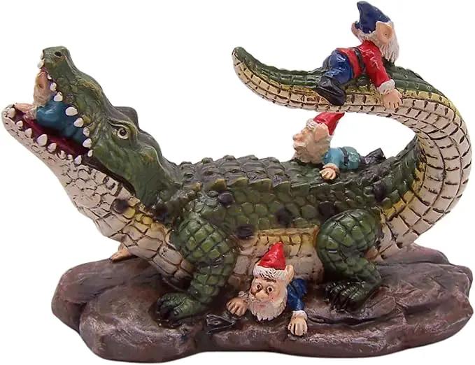Gator Gnome: Whimsical Garden Figurine - Unique Home & Outdoor Decor by GreenHaven Gardens