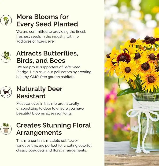 Eden Brothers All Perennial Wildflower Mixed Seeds for Planting, 10 lb, 4,800,000+ Seeds with Lupine, Shasta Daisy | Attracts Pollinators, Plant in Spring or Fall, Zones 3, 4, 5, 6, 7, 8, 9, 10 by GreenHaven Gardens