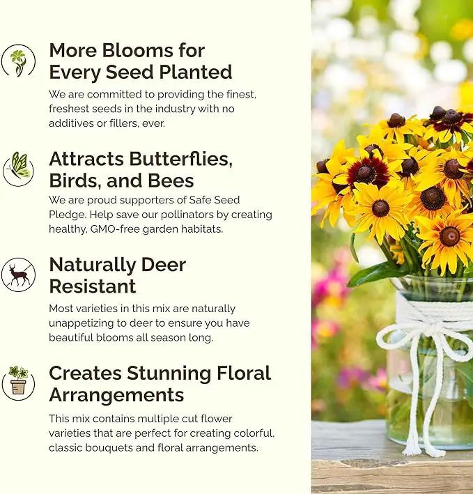 Eden Brothers All Perennial Wildflower Mixed Seeds for Planting, 25 lb, 12,000,000+ Seeds with Lupine, Shasta Daisy | Attracts Pollinators, Plant in Spring or Fall, Zones 3, 4, 5, 6, 7, 8, 9, 10 by GreenHaven Gardens