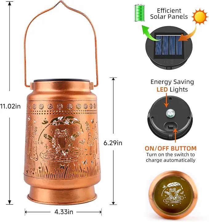 Frog Solar Lanterns Outdoor Waterproof Hanging Sunflower Solar Lights Gifts for Women Men Metal Decorative LED Lanterns Outside for Garden, Yard, Patio, Lawn, Porch, Backyard by GreenHaven Gardens