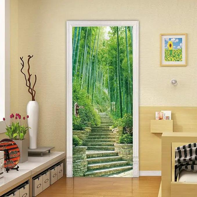 3D Door Stickers Murals Peel and Stick - Bamboo - Door Wallpaper Self-Adhesive Decals Removable PVC Waterproof Poster for Bedroom Living Room 30.3" x 78.7" by GreenHaven Gardens