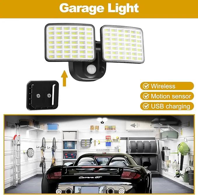 Rechargeable Battery Operated Light, 2500&4000LM Motion Sensor Security Light(1-3 Months Endurance), USB Charging LED Flood Outdoor for Garage/Yard/Entryways/Patio/Garden (2 Pack) by GreenHaven Gardens