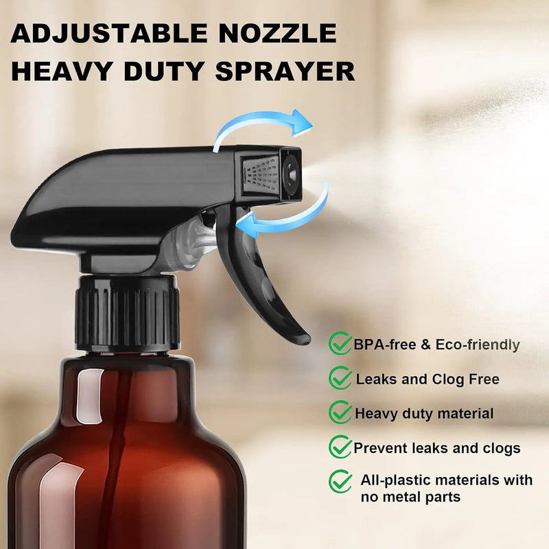 Glass Spray Bottles with Silicone Sleeve 16.9oz 2 Pack Empty Spray Bottle for Hair Mist/Stream Spraying for Cleaning Solutions, Plants, Essential Oils (Brown-qblue&purple) by GreenHaven Gardens