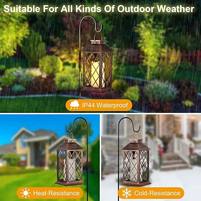2 Pack Solar Lantern Outdoor Waterproof Garden Decor Hanging Lanterns Birthday Gifts for Women Mom 11" LED Flickering Flameless Candle Christmas Table Lights for Yard, Patio, Porch, Backyard by GreenHaven Gardens