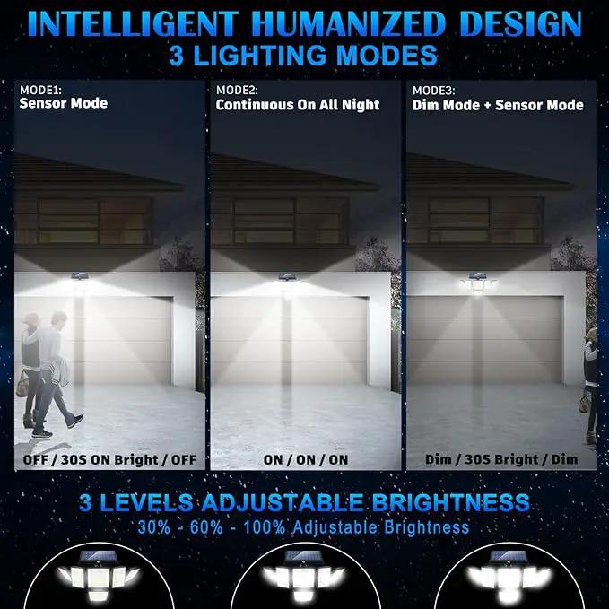 Solar Motion Sensor Flood Lights Outdoor - 496LEDs 3500LM 3 Lighting Modes 3 Levels Brightness, 6 Heads 360° Illumination, IP65 Solar Security Lights,for Porch Yard Patio Garage(2 Packs) by GreenHaven Gardens