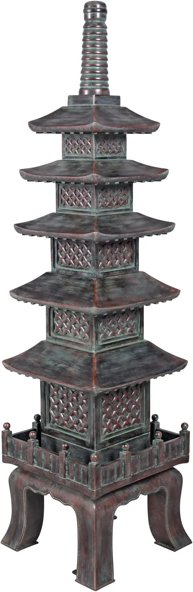 Design Toscano Nara Temple Pagoda Asian Decor Garden Statue, Grande 71 Inch Tall, Fiberglass Cast Stone Resin, Verdigris Green Bronze Finish by GreenHaven Gardens