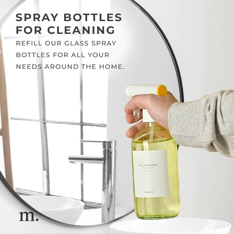 MaisoNovo Kitchen Spray Bottle - 16.9 fl oz Yellow x 2 with 16 Labels by GreenHaven Gardens