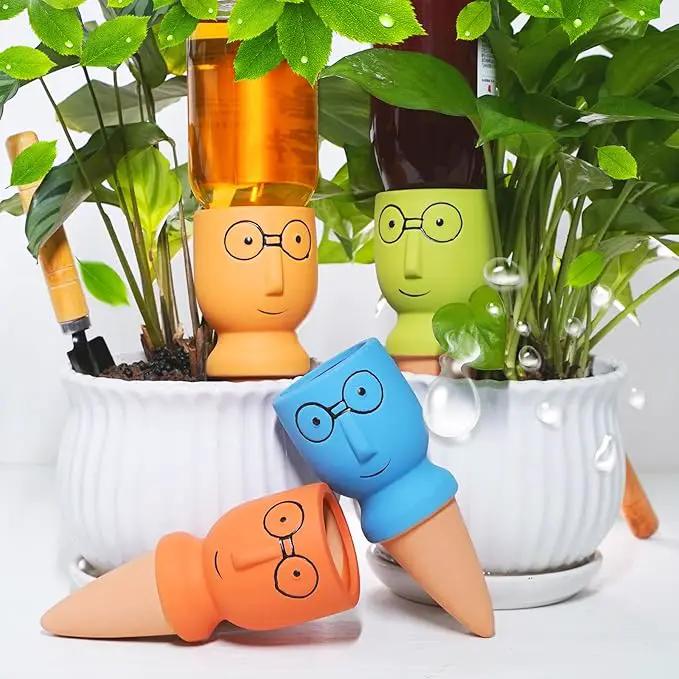 Terracotta Self Watering Spikes, 4 Pack Self Watering Planter Insert, Vacation Plant Slow Release Watering Devices for Indoor Outdoor Plants, Big Head by GreenHaven Gardens