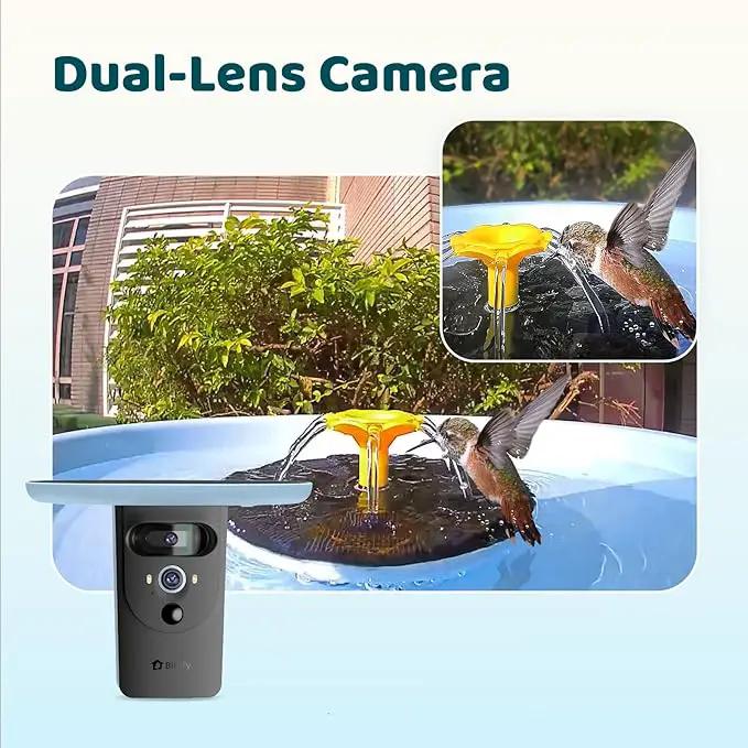 Birdfy Smart Bird Bath with Camera Solar Powered & Fountain, Dual-Lens Camera for Wildbird Watching, Auto Capture Bird Videos & Motion Detection - AI Lifetime Version by GreenHaven Gardens