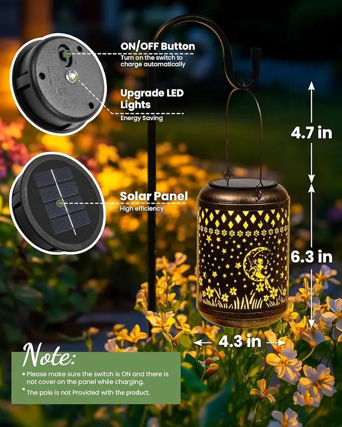Solar Lanterns Outdoor Hanging Waterproof,Fairy Garden Decor Gifts for Women Mom, Solar Lights Metal Fall Decoration Outside for Yard, Patio,Garden,Backyard,Porch by GreenHaven Gardens