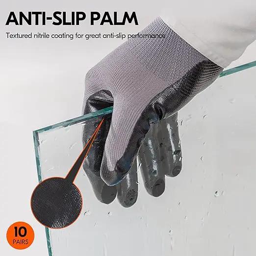 Vgo... 10-Pairs Safety Work Gloves, Gardening Gloves, Non-slip Nitrile coating, Dipping Gloves (Size M, Gray, NT2110) by GreenHaven Gardens