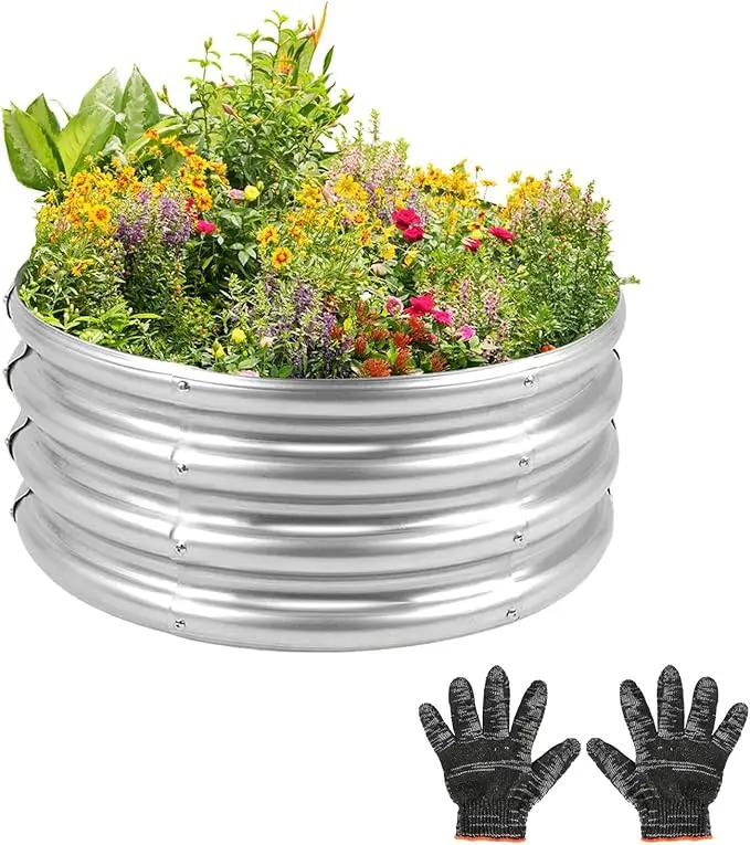 Outdoor Metal Galvanized Raised Planter Box,Rectangular Large Garden Bed Kit for Vegetables, Fruits, Flowers and Herbs 4X2X1 FT (4X4X1) by GreenHaven Gardens