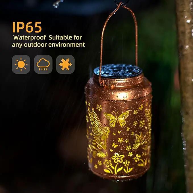 Fairy Solar Lanterns Outdoor Waterproof Hanging Butterfly Lights Hollow Out Metal Lantern Decorative Garden Graceful Light Christmas Decor for Patio,Landscape,Festival Gifts for Women Mom Grandma by GreenHaven Gardens