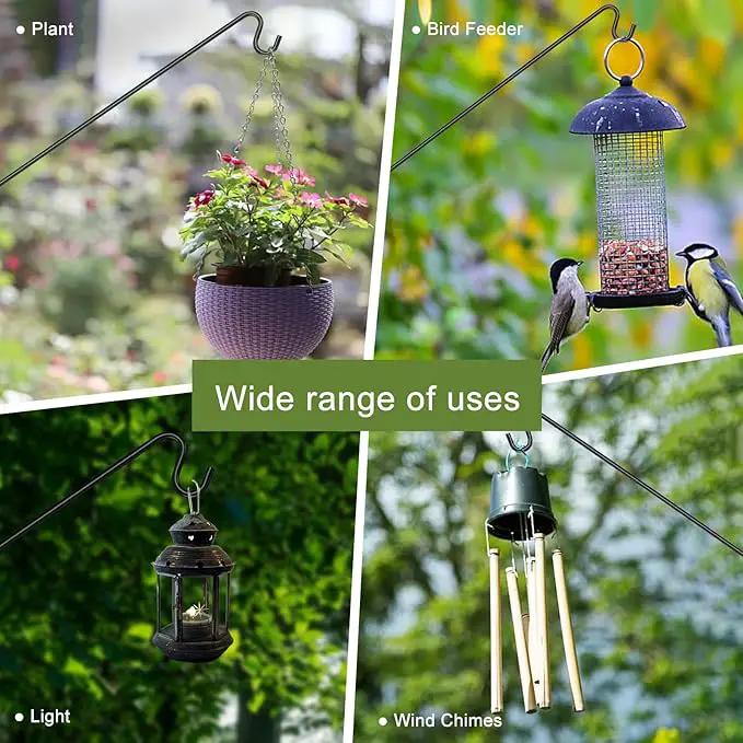 MIXXIDEA Deck Hook Outdoor Hanging Brackets：43 Inches Wall Mounted Hook Plants & Wind Chimes Risk-Free Lanterns Large Wind Chimes Lanterns by GreenHaven Gardens