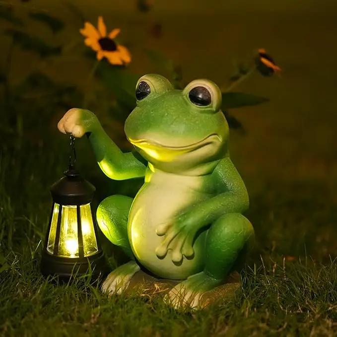 Large Frog Garden Decor for Outside Solar Powered Sculptures for Garden Patio Cute Animal Garden Statues Home Easter Ornaments, Gifts for Mom Grandma by GreenHaven Gardens