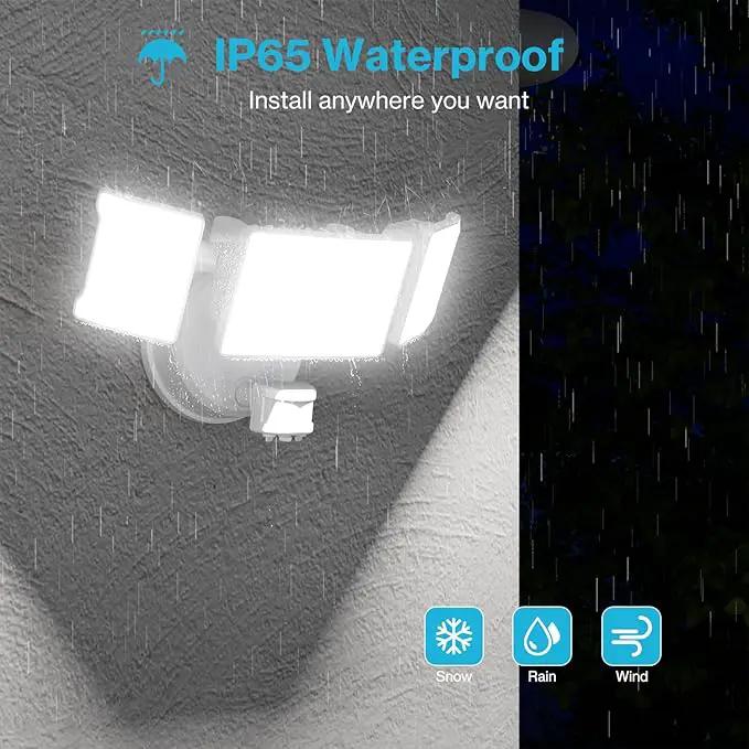 Olafus 65W Motion Sensor Outdoor Light, 2 Pack LED Security Light 6000LM, 6500K Exterior Motion Flood Light with 3 Adjustable Heads, for Outside Garage, Yard, Patio, IP65 Waterproof, White by GreenHaven Gardens
