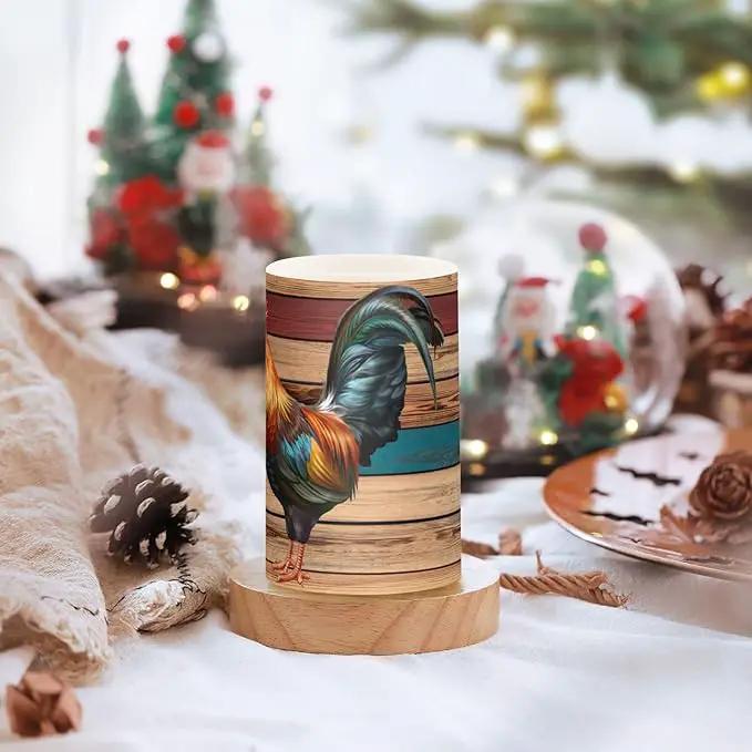 Flickering Flameless Candles, Rooster LED Candles with Remote Timer, Set of 2 Battery Operated Candle for Valentine Wedding Birthday by GreenHaven Gardens